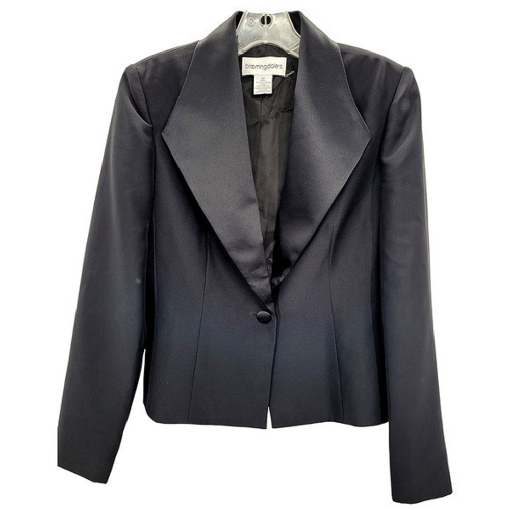 HP Vintage‎ 90s Bloomingdale's Black Single Breasted Short Tuxedo Jacket